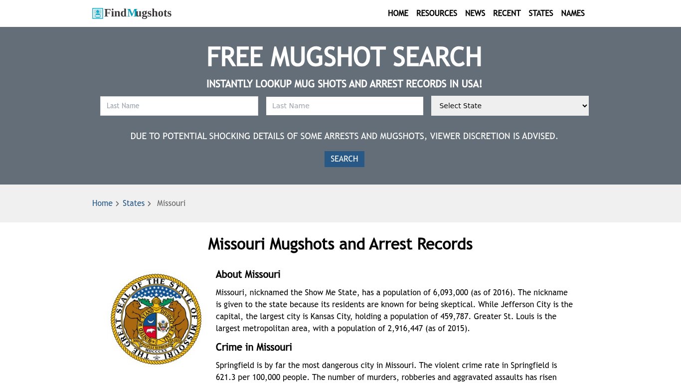 Find Missouri Mugshots - Find Mugshots